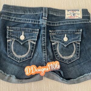 True Religion Kids Blue Denim Shorts with Rhinestones